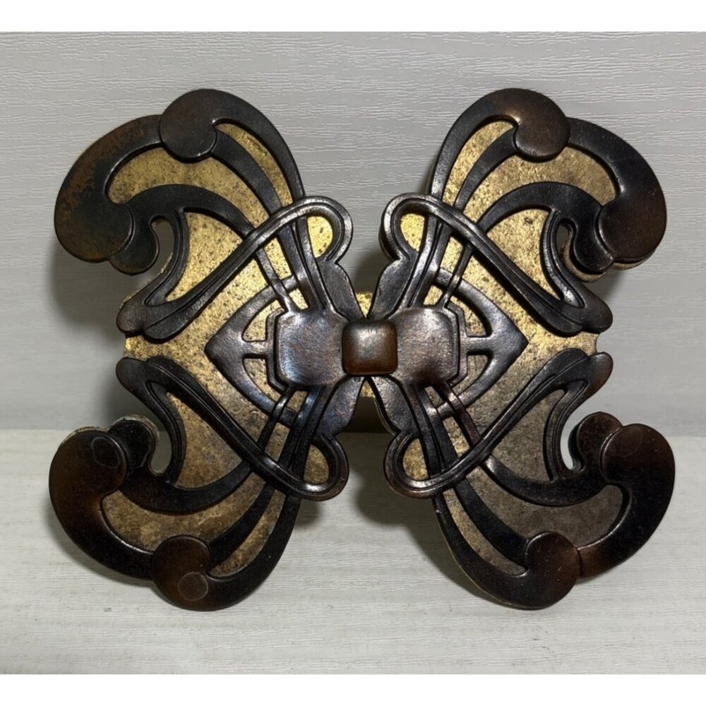 Yves St Laurent Belt Buckle Butterfly Ornate Details Art Nouveau 1970's Lg Unise